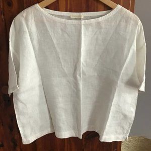 Eileen Fisher White Linen Box Top Petite